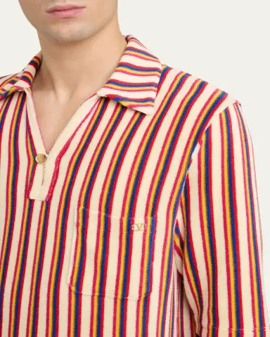 Valentino Garavani Men's Striped Toweling Camp Shirt | Thumbnail 5 Valentino Garavani Men's Striped Toweling Camp Shirt | Thumbnail 5