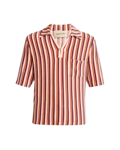 Valentino Garavani Men's Striped Toweling Camp Shirt | Thumbnail 1 Valentino Garavani Men's Striped Toweling Camp Shirt | Thumbnail 1