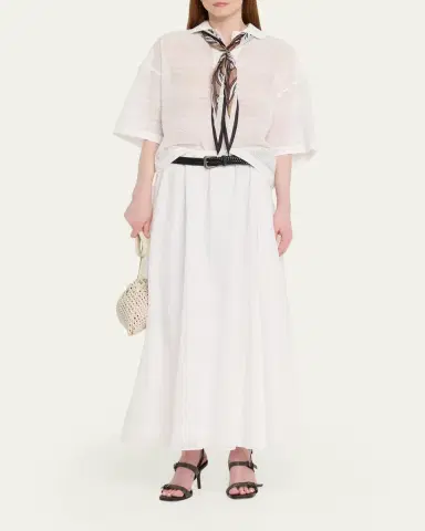 Brunello Cucinelli Long Eyelet Cotton Skirt | Thumbnail 2 Brunello Cucinelli Long Eyelet Cotton Skirt | Thumbnail 2