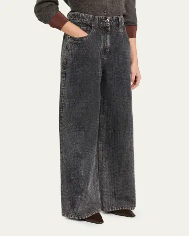 Brunello Cucinelli Wide-Leg Denim Trousers | Thumbnail 4 Brunello Cucinelli Wide-Leg Denim Trousers | Thumbnail 4