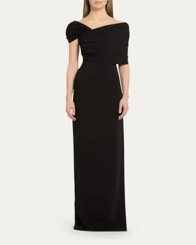 Oscar de la Renta Asymmetric Draped Off-The-Shoulder Column Gown | Thumbnail 2 Oscar de la Renta Asymmetric Draped Off-The-Shoulder Column Gown | Thumbnail 2