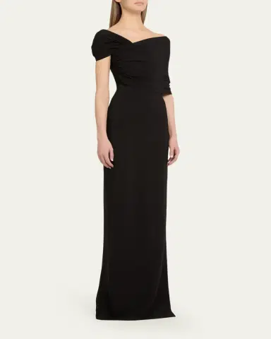 Oscar de la Renta Asymmetric Draped Off-The-Shoulder Column Gown | Thumbnail 4 Oscar de la Renta Asymmetric Draped Off-The-Shoulder Column Gown | Thumbnail 4