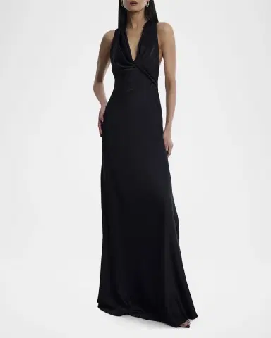 BCBGMAXAZRIA Twisted Cowl-Neck Halter Gown | Thumbnail 2 BCBGMAXAZRIA Twisted Cowl-Neck Halter Gown | Thumbnail 2