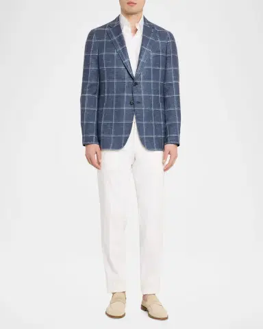 Isaia Men's Over-Check Two-Button Sport Coat | Thumbnail 2 Isaia Men's Over-Check Two-Button Sport Coat | Thumbnail 2