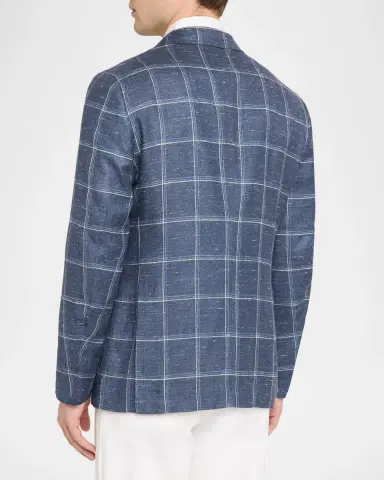 Isaia Men's Over-Check Two-Button Sport Coat | Thumbnail 3 Isaia Men's Over-Check Two-Button Sport Coat | Thumbnail 3