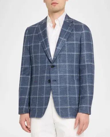 Isaia Men's Over-Check Two-Button Sport Coat | Thumbnail 4 Isaia Men's Over-Check Two-Button Sport Coat | Thumbnail 4
