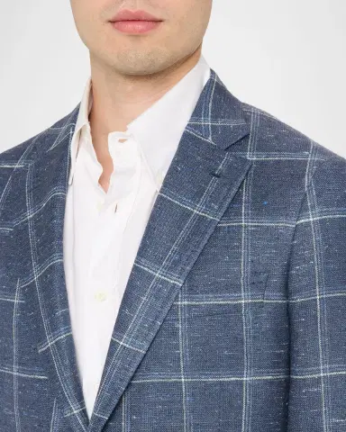 Isaia Men's Over-Check Two-Button Sport Coat | Thumbnail 5 Isaia Men's Over-Check Two-Button Sport Coat | Thumbnail 5