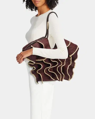Zimmermann Goldentime Medium Ruffle Tote Bag in Raffia | Thumbnail 3 Zimmermann Goldentime Medium Ruffle Tote Bag in Raffia | Thumbnail 3