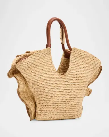 Zimmermann Goldentime Medium Ruffle Tote Bag in Raffia | Thumbnail 6 Zimmermann Goldentime Medium Ruffle Tote Bag in Raffia | Thumbnail 6