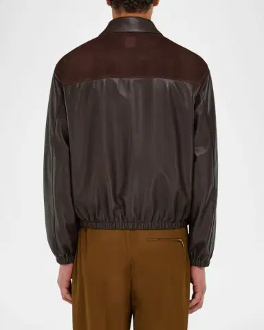 Ferragamo Men's Deerskin Leather and Suede Blouson | Thumbnail 2 Ferragamo Men's Deerskin Leather and Suede Blouson | Thumbnail 2