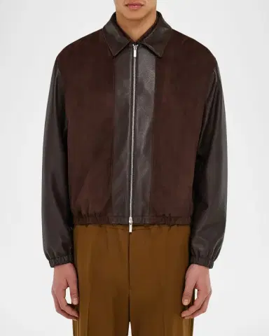 Ferragamo Men's Deerskin Leather and Suede Blouson | Thumbnail 3 Ferragamo Men's Deerskin Leather and Suede Blouson | Thumbnail 3