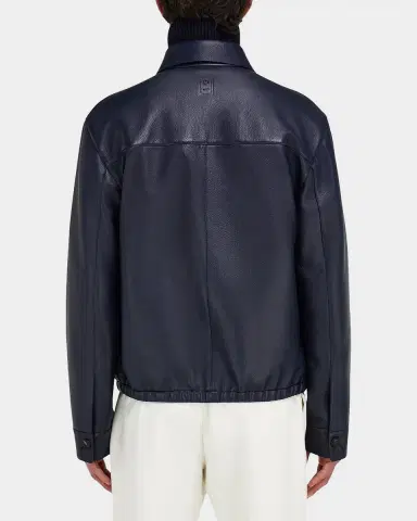 Ferragamo Men's Deerskin Leather Bomber Jacket | Thumbnail 2 Ferragamo Men's Deerskin Leather Bomber Jacket | Thumbnail 2
