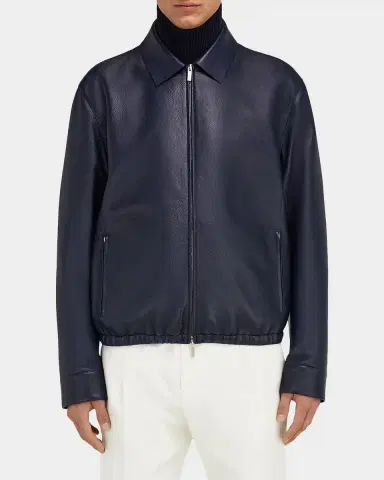 Ferragamo Men's Deerskin Leather Bomber Jacket | Thumbnail 3 Ferragamo Men's Deerskin Leather Bomber Jacket | Thumbnail 3