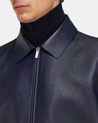 Ferragamo Men's Deerskin Leather Bomber Jacket | Thumbnail 4 Ferragamo Men's Deerskin Leather Bomber Jacket | Thumbnail 4