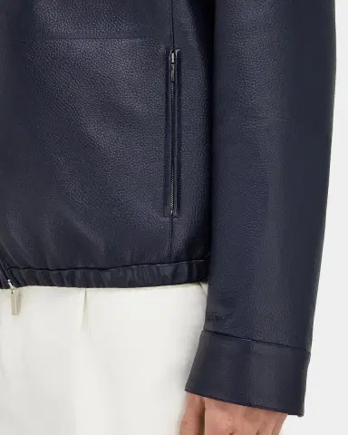 Ferragamo Men's Deerskin Leather Bomber Jacket | Thumbnail 5 Ferragamo Men's Deerskin Leather Bomber Jacket | Thumbnail 5