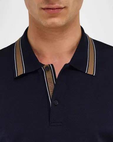 Ferragamo Men's Logo-Placket Pique Polo Shirt | Thumbnail 4 Ferragamo Men's Logo-Placket Pique Polo Shirt | Thumbnail 4