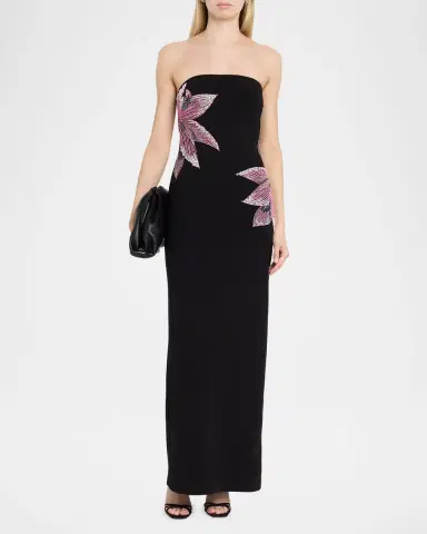 Aidan Mattox Strapless Floral Beaded Column Gown | Thumbnail 2 Aidan Mattox Strapless Floral Beaded Column Gown | Thumbnail 2