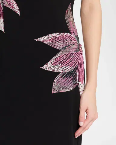 Aidan Mattox Strapless Floral Beaded Column Gown | Thumbnail 5 Aidan Mattox Strapless Floral Beaded Column Gown | Thumbnail 5