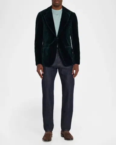 Sartorio Men 's Paisley Velvet Single-Button Dinner Jacket | Thumbnail 2 Sartorio Men 's Paisley Velvet Single-Button Dinner Jacket | Thumbnail 2