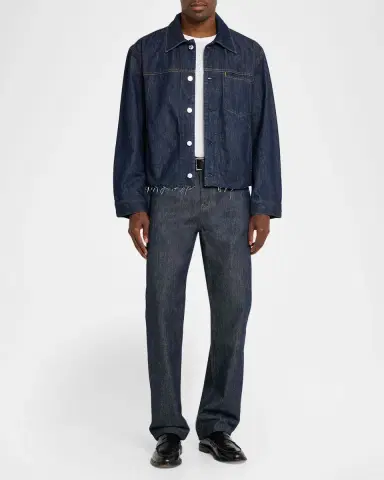 Helmut Lang Men's Brooklyn Denim Cropped Trucker Jacket | Thumbnail 2 Helmut Lang Men's Brooklyn Denim Cropped Trucker Jacket | Thumbnail 2