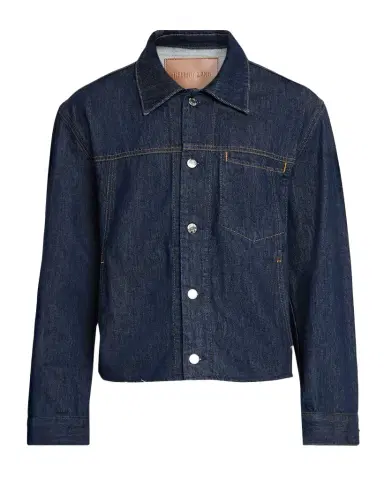 Helmut Lang Men's Brooklyn Denim Cropped Trucker Jacket | Thumbnail 1 Helmut Lang Men's Brooklyn Denim Cropped Trucker Jacket | Thumbnail 1