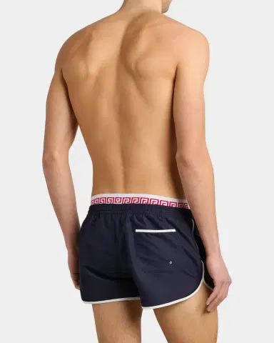 Versace Men's Golfo Greca Double-Waistband Swim Shorts | Thumbnail 2 Versace Men's Golfo Greca Double-Waistband Swim Shorts | Thumbnail 2