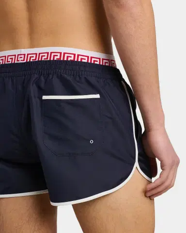 Versace Men's Golfo Greca Double-Waistband Swim Shorts | Thumbnail 4 Versace Men's Golfo Greca Double-Waistband Swim Shorts | Thumbnail 4