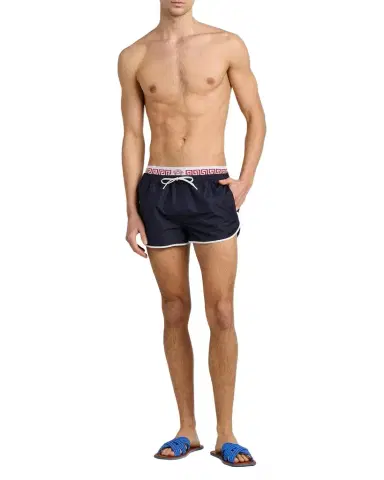 Versace Men's Golfo Greca Double-Waistband Swim Shorts | Thumbnail 1 Versace Men's Golfo Greca Double-Waistband Swim Shorts | Thumbnail 1