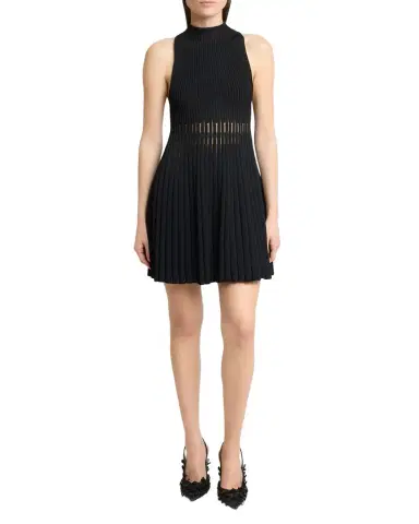 Givenchy High-Neck Sleeveless Sheer Pleated Knit Mini Dress | Thumbnail 1 Givenchy High-Neck Sleeveless Sheer Pleated Knit Mini Dress | Thumbnail 1