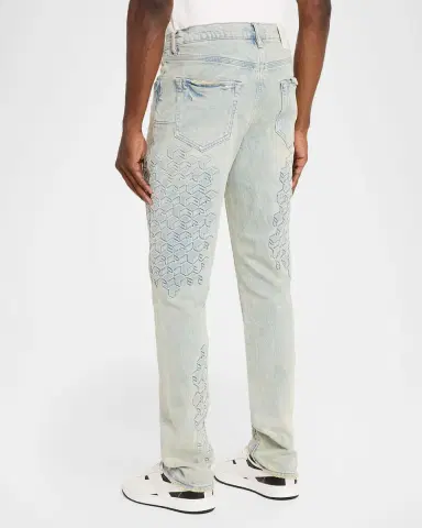 PURPLE Monogram Embossed Slim Straight Jeans | Thumbnail 3 PURPLE Monogram Embossed Slim Straight Jeans | Thumbnail 3