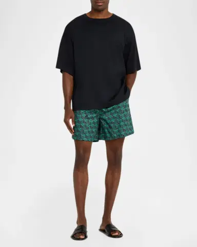 PURPLE Resort Monogram Elasticized Shorts | Thumbnail 2 PURPLE Resort Monogram Elasticized Shorts | Thumbnail 2