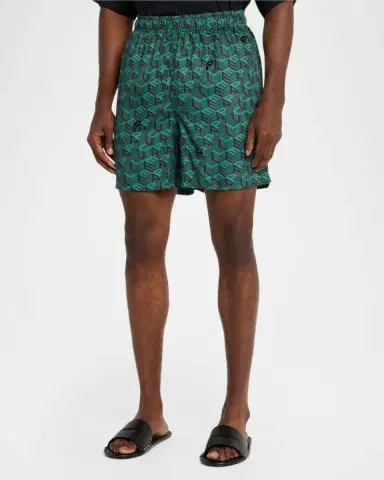 PURPLE Resort Monogram Elasticized Shorts | Thumbnail 4 PURPLE Resort Monogram Elasticized Shorts | Thumbnail 4