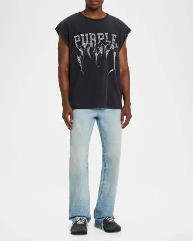 PURPLE Embellished Washed-Denim Bootcut Jeans | Thumbnail 2 PURPLE Embellished Washed-Denim Bootcut Jeans | Thumbnail 2