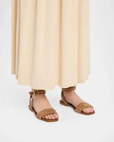 Stuart Weitzman Perry Embellished Mixed Leather Flat Sandals | Thumbnail 2 Stuart Weitzman Perry Embellished Mixed Leather Flat Sandals | Thumbnail 2