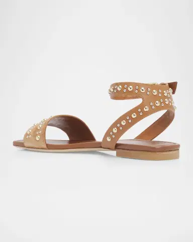 Stuart Weitzman Perry Embellished Mixed Leather Flat Sandals | Thumbnail 4 Stuart Weitzman Perry Embellished Mixed Leather Flat Sandals | Thumbnail 4