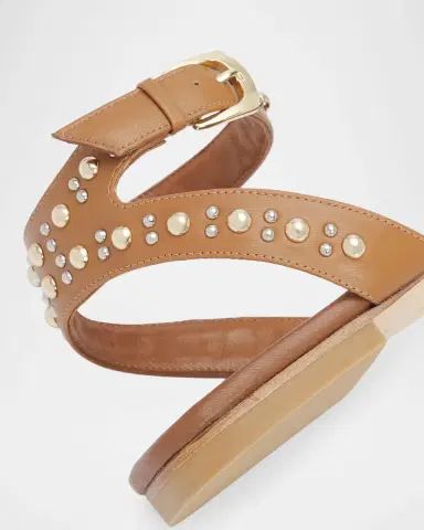Stuart Weitzman Perry Embellished Mixed Leather Flat Sandals | Thumbnail 5 Stuart Weitzman Perry Embellished Mixed Leather Flat Sandals | Thumbnail 5