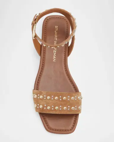 Stuart Weitzman Perry Embellished Mixed Leather Flat Sandals | Thumbnail 6 Stuart Weitzman Perry Embellished Mixed Leather Flat Sandals | Thumbnail 6