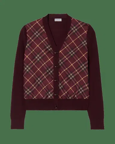 Burberry Check-Front Wool Silk Cardigan | Thumbnail 2 Burberry Check-Front Wool Silk Cardigan | Thumbnail 2