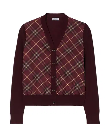 Burberry Check-Front Wool Silk Cardigan | Thumbnail 1 Burberry Check-Front Wool Silk Cardigan | Thumbnail 1