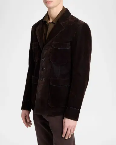 Tom Ford Men's Flocked Cotton Blend Patch Pocket Blazer | Thumbnail 4 Tom Ford Men's Flocked Cotton Blend Patch Pocket Blazer | Thumbnail 4
