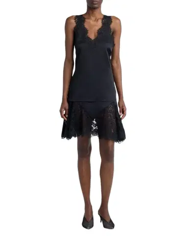 Stella McCartney Lace-Trim Satin Mini Skirt | Thumbnail 1 Stella McCartney Lace-Trim Satin Mini Skirt | Thumbnail 1