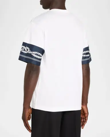 Dolce & Gabbana Men's Cotton T-Shirt with Silk Marina-Trim | Thumbnail 2 Dolce & Gabbana Men's Cotton T-Shirt with Silk Marina-Trim | Thumbnail 2