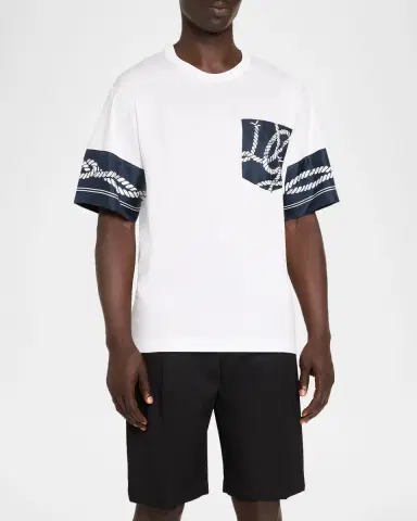 Dolce & Gabbana Men's Cotton T-Shirt with Silk Marina-Trim | Thumbnail 3 Dolce & Gabbana Men's Cotton T-Shirt with Silk Marina-Trim | Thumbnail 3
