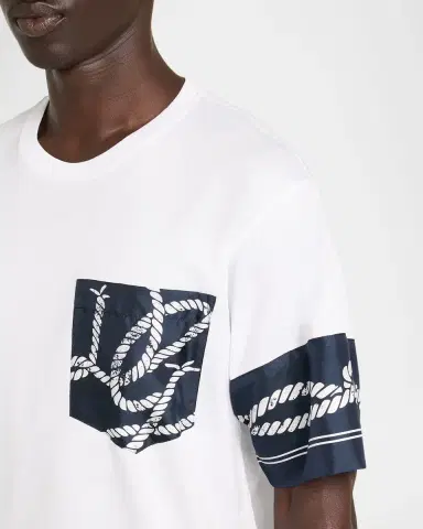 Dolce & Gabbana Men's Cotton T-Shirt with Silk Marina-Trim | Thumbnail 4 Dolce & Gabbana Men's Cotton T-Shirt with Silk Marina-Trim | Thumbnail 4