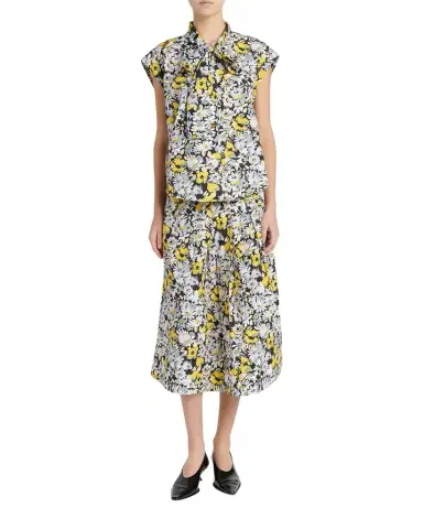 Marni Floral Tie-Neck Blouse | Thumbnail 1 Marni Floral Tie-Neck Blouse | Thumbnail 1