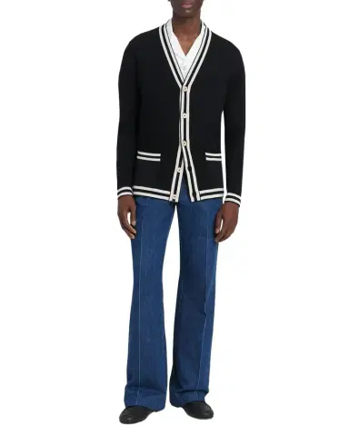 Valentino Garavani Men's Wool Knit Cardigan with Micro-VLogo | Thumbnail 1 Valentino Garavani Men's Wool Knit Cardigan with Micro-VLogo | Thumbnail 1