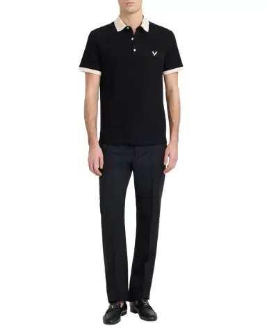 Valentino Garavani en's Cotton Pique Vgold-Pocket Polo Shirt | Thumbnail 1 Valentino Garavani en's Cotton Pique Vgold-Pocket Polo Shirt | Thumbnail 1