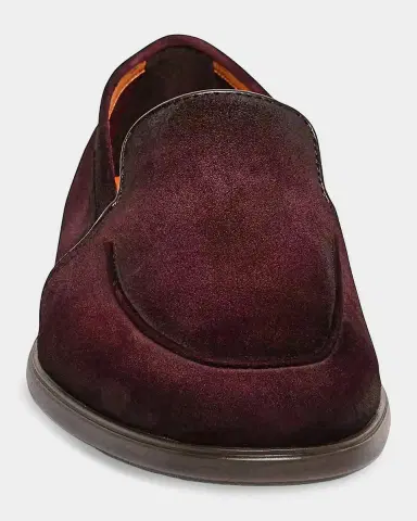 Santoni Men's Malibu Suede Apron-Toe Loafers | Thumbnail 3 Santoni Men's Malibu Suede Apron-Toe Loafers | Thumbnail 3