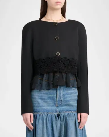 Chloé Lower Impact Wool Grain De Poudre Jacket | Thumbnail 3 Chloé Lower Impact Wool Grain De Poudre Jacket | Thumbnail 3