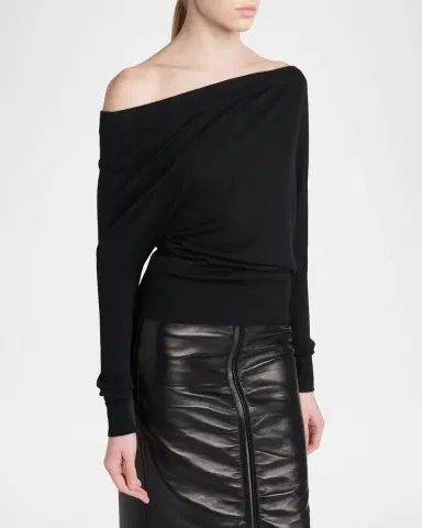 Tom Ford Wool-Silk Asymmetric Off-Shoulder Sweater | Thumbnail 4 Tom Ford Wool-Silk Asymmetric Off-Shoulder Sweater | Thumbnail 4